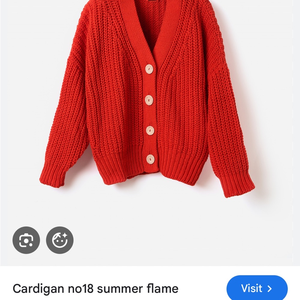 Babaa Vibrant Red Knit Cardigan